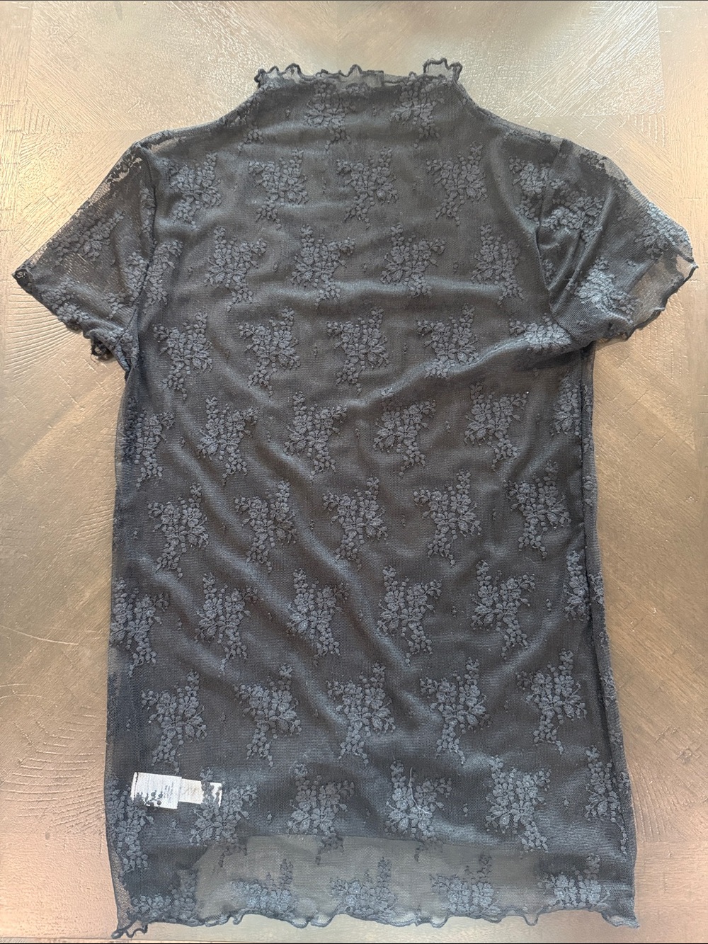 Zenana Outfitters Black Sheer Lace Short Sleeve Top